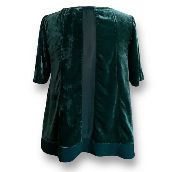 Maeve Anthropologie Womens Top Sz Small Green Crushed Velvet Boho Holiday Shirt - Picture 5 of 6